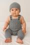 Baby Girl and Boy Adjustable Strap Diamond Pattern Beret Knitwear Salopet Set - 6
