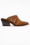Densy Women's Genuine Leather Western Slippers Tan Suede - 5