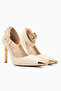 Jennica Beige Ankle Buckle Women's Heeled Shoes - 5