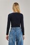 Women's u-neck long sleeve bodysuit - navy blue - 5