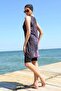 ملابس سباحة نسائية نصف محتشمة بنمط أكمام مفتوحة من ماركة Under Moda باللون الأرجواني - 4