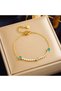 Gold Blue Detailed Steel Zircon Stone Waterway Bracelet 21 cm Gift Bracelet