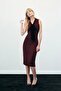 Sleeveless Tweed Dress with Scarf - Burgundy