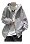 Hooded Oversize Unisex Zippered Ribbed Sweatshirt Cardigan