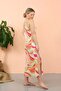 Women's Rope Strap Slit Long Fuchsia Nightgown - 2