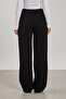 Women's drawstring waist wide leg pants - black - 5