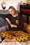 طقم بيجامة نسائية من القطن الممشط بأكمام طويلة من Under Moda باللون البني - 4