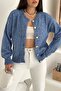 Blue Knitwear Cardigan Gold Button Detailed Standard Size - 2