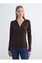 Lcwaikiki Classic Brown Polo Neck Women's T-Shirt
