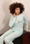 Women's Combed Cotton Long Sleeve Pajama Suit Water Green - 2