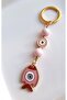 Gift Evil Eye Beaded Pink Fish Keychain 10 cm - Piece Price - 5