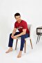 Men's Cotton Short Sleeve Pajama Suit Burgundy - 3