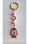 Gift Evil Eye Beaded Pink Fish Keychain 10 cm - Piece Price - 7
