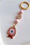 Gift Evil Eye Beaded Pink Fish Keychain 10 cm - Piece Price - 3