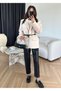 Belted Plush Fur Textured Thick Lining Design Buttoned Equivalent Blazer Jacket Coat - 6