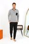 Men's Long Sleeve Combed Cotton Smoked Pajama Set - 4