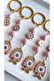 Gift Evil Eye Beaded Pink Fish Keychain 10 cm - Piece Price - 6