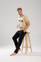 Men's Skin Color Short Sleeve Pajama Set - 6