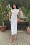 Women's Winter Side Drop Sleeveless Stoned Dress Stylish Daily Comfortable Dress Ecru 50336 - 4