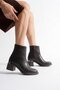 Orlina Women's Brown Leather Zippered Thick Heeled Boots (6 cm) - 5