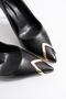 Nivora Women's Black Leather Gold Accented Pointed Toe High Thin Heeled Shoes Stiletto(9.5cm) - 4