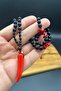 Onyx and Coral Stone Unisex Necklace |   Natural Stone Design with Howlite Tip, Adjustable - 6