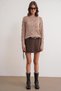 6867 Women's Square Pattern Openwork Knitwear Sweater Camel - 2