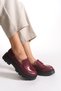 Women's Casual Loafer Shoes 0012920 Claret Red