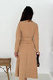Women's Belted Midi Length Long Sleeve Dress Nbk067 - 4