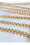 Pink Cotton Gold Corded Knitted Striped Ribbon - 6
