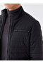 Black Standard Mold Stand Collar Men's Leather Look Coat - 4