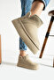Beige Women's Thick Heeled Fur Short Boots Ug01Nav - 3