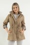 Women's Waterproof Trench Coat Hooded Plaid Mink Trench Coat Bonded Fabric Trench Coat