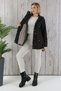 Women's Water-Resistant Trench Coat Hooded Plaid Black Trench Coat Bonded Fabric Trench Coat