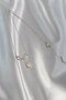 316L Steel Silver Color Bow Detail Zircon Stone Solitaire Necklace - - 3