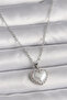 316L Steel Silver Color Chain 3D Pearl Heart Model Women's Necklace -