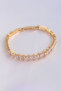 Vip Series Brass Pink Zircon Stone Gold Color Baguette Model Bracelet -