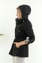 Women's Water-Resistant Trench Coat Hooded Plaid Black Trench Coat Bonded Fabric Trench Coat - 4