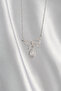 316L Steel Silver Color Zircon Stone Bow Detail Drop Necklace - - 2