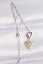 316L Steel Chain Silver Color Zircon Stone Design Gold Color Heart Pendant - - 2