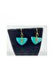 Gold Skeleton Turquoise Textured Polymer Clay Hoop Earrings - 5