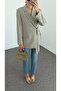 Taupe Blazer with Side Ties - 5