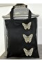 Black Canvas Bag Mackenzie Pattern Butterfly Shoulder Bag