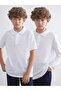 Kids White Polo Neck 100% Cotton Basic Boys T-Shirt 2-Piece Set