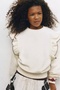 Girl's Ruffle Detailed Cream Sweatshirt