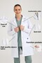 Women's White Classic Collar Doctor Apron Nurse Pharmacist Teacher Laboratory - Alpaca Fabric