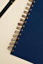 Navy Blue Linen Cover Lined Notebook – A5, 160 Pages, Copper Spiral, 110 Gr Ivory Paper - 2