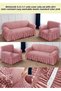 Crepe Cotton Sofa and Couch Cover Set with Elastic Skirt Sofa and Couch Cover 3+3+1+1 Standard