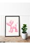 Pink Balloon Dog One Piece Black Wooden Framed Painting - 2