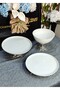 3 Piece Cool Cream Porcelain Pedestal Table Presentation Plate Set (Gold&Silver) - 2